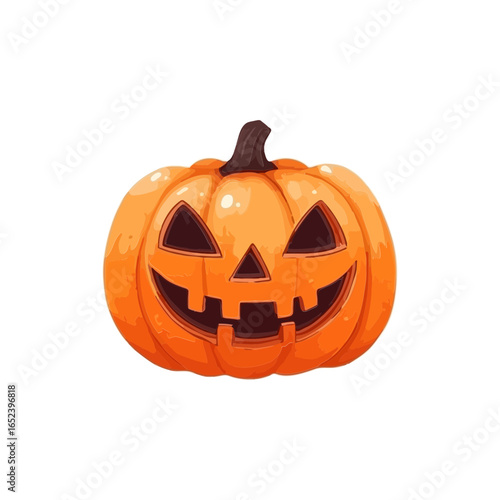 A jack-o'-lantern icon with a cartoon style. This illustration is perfect for websites and blogs for Halloween, fall, or any spooky and festive themes.

