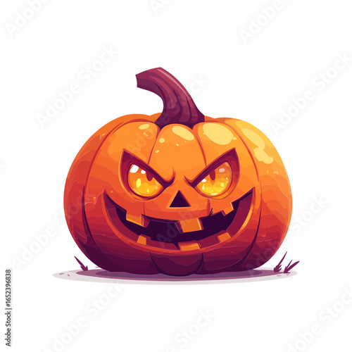 A spooky, cartoon-style illustration of a glowing Halloween jack-o'-lantern. This image is perfect for websites or blogs about holidays, fall, spooky themes, or events.

