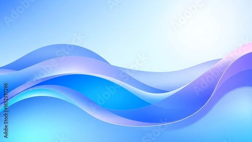 Soft Blue and Purple Fluid Waves with Gradient and Light Effect – Digital Modern Design