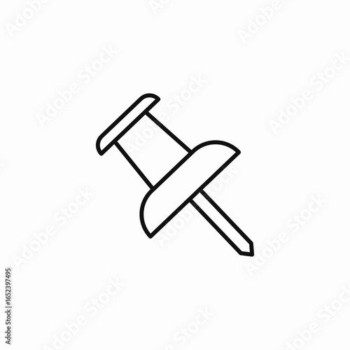 push pin outline icon sign vector