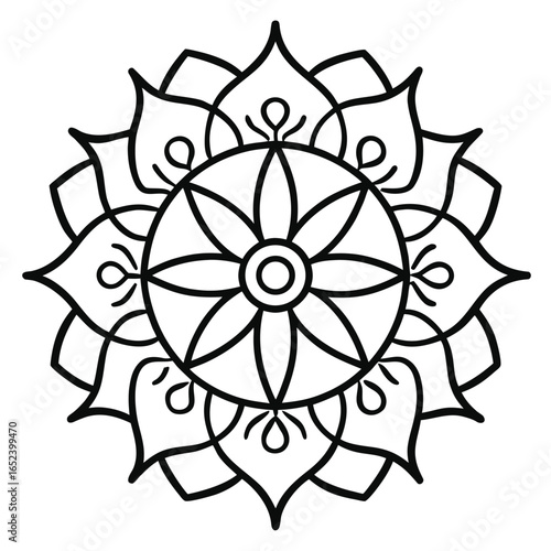 Intricate Black and White Mandala Design