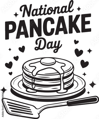 Delicious Pancakes Stack Illustration for National Pancake Day Celebration Event