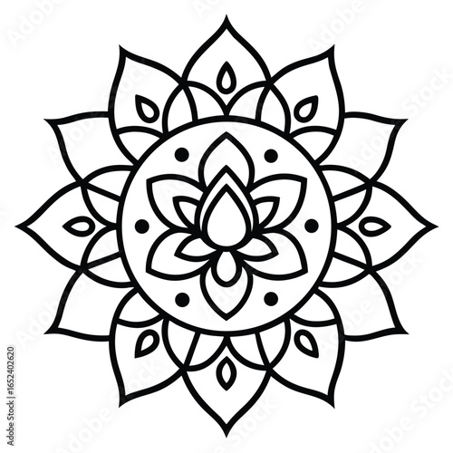 Intricate Black and White Mandala Design