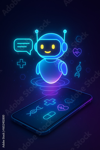 AI healthcare chatbot offering digital medical assistance and telehealth services on mobile phone