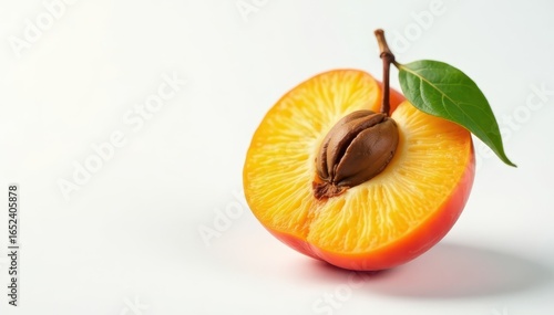 Single dried apricot, air-dried, white backdrop , texture, food photography