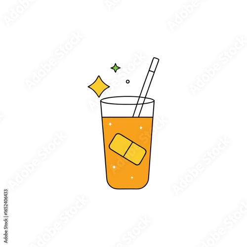 Refreshing sparkling mango drink with juicy fruit cubes and effervescent fizz