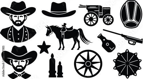 set of cowboy hats and accessories