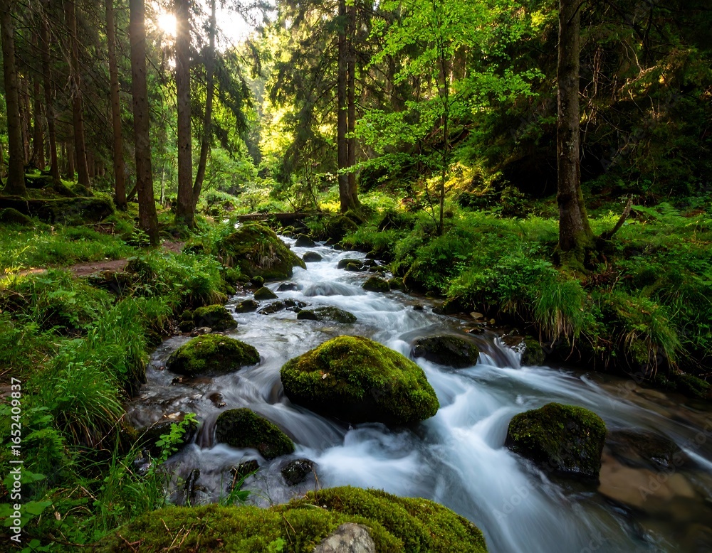 Forest stream at dawn Forest stream at dawn