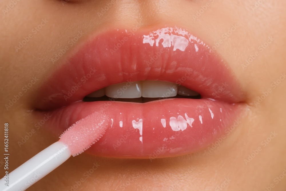 Naklejka premium A Close-Up of Lipstick Application