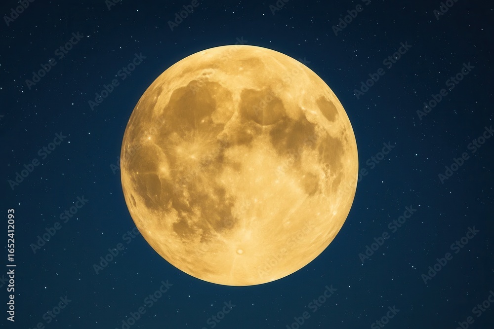 Obraz premium A serene night sky illuminated by the radiant glow of a full moon