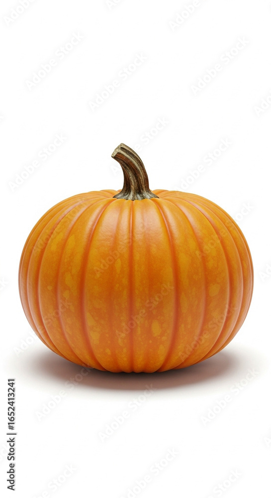 Obraz premium A vibrant orange pumpkin, perfectly ripe, sits on a white background.