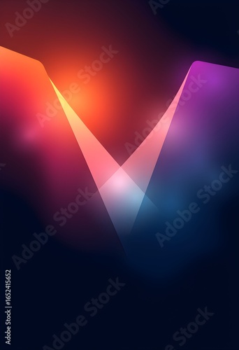 Abstract vertical image with converging light rays and vibrant colors on a dark background.