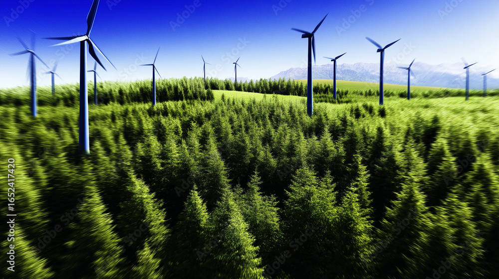 Fototapeta premium wind turbine field with eco-friendly concept
