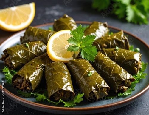 Delicious Stuffed Grape Leaves On A Plate