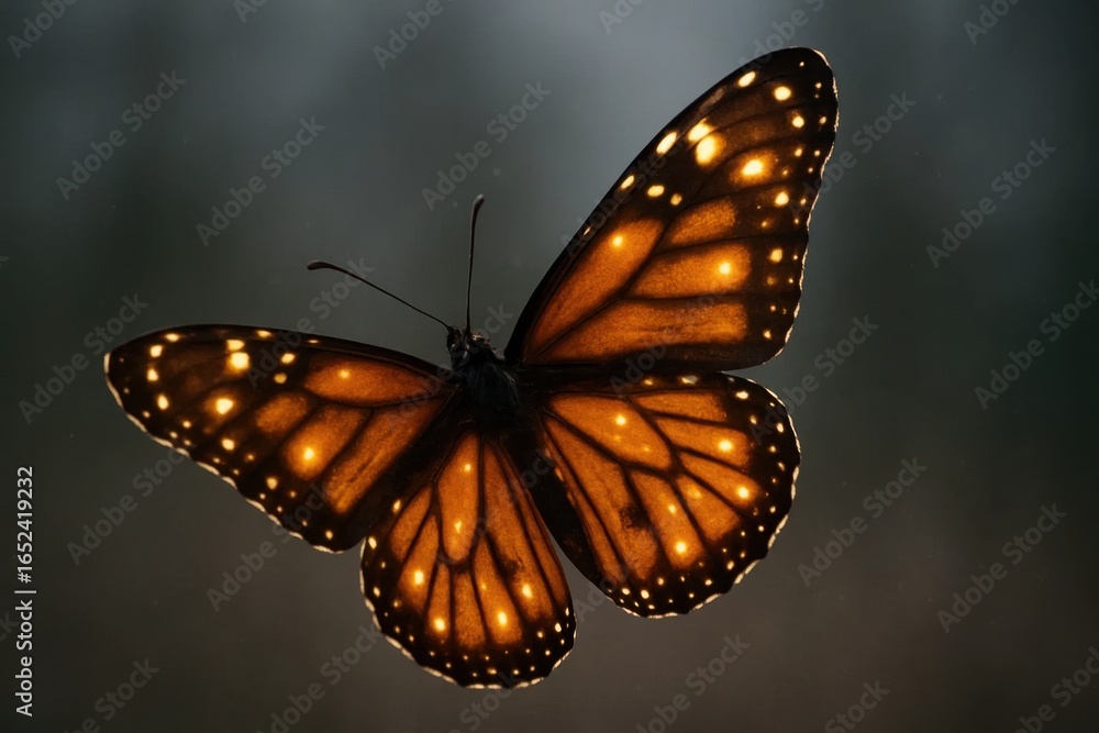 Naklejka premium A Majestic Monarch Butterfly in Tranquil Solitude