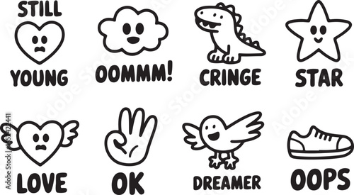 Hand Drawn Emoticons Vector Illustration with Cute Facial Expressions