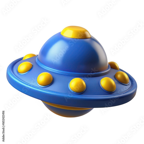 3d blue and yellow flying saucer toy