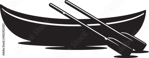 Canoe with Paddles: Boating, Adventure, and Outdoor Recreation Vector Art