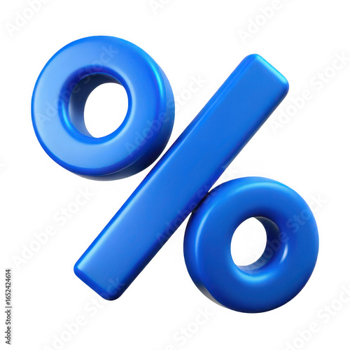 3d blue percent symbol with realistic shine