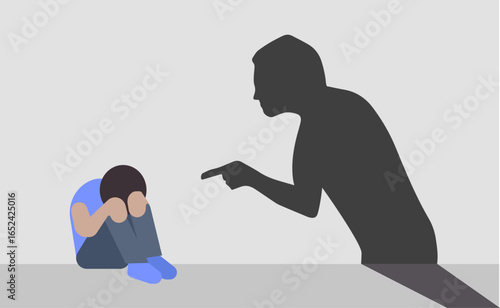 Elder man punishing child illustration