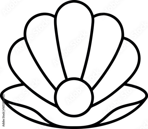 Seashell open with pearl outline icon