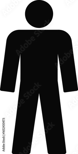 Black Silhouette of Generic Man with Round Head and Rectangular Limbs