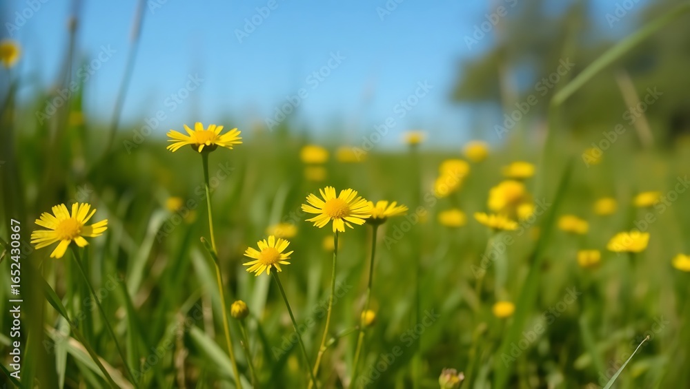 Fototapeta premium yellow dandelions on a meadow
