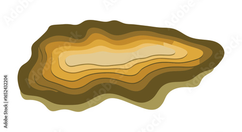 Layered land formation illustration with concentric earthtoned levels on a white background