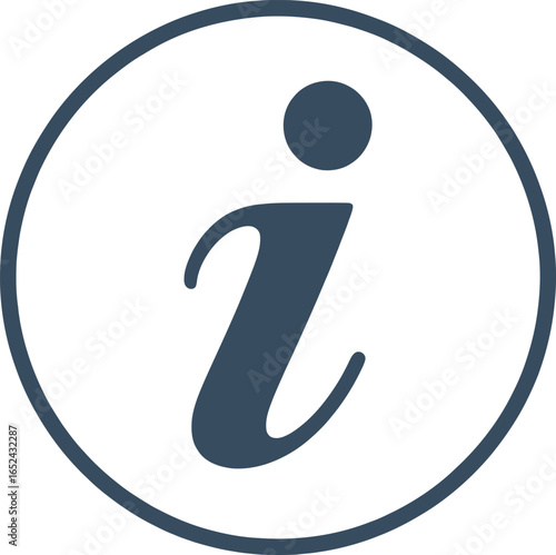 Simple Dark Blue Information Icon Isolated on White, Circular Border Symbol Sign