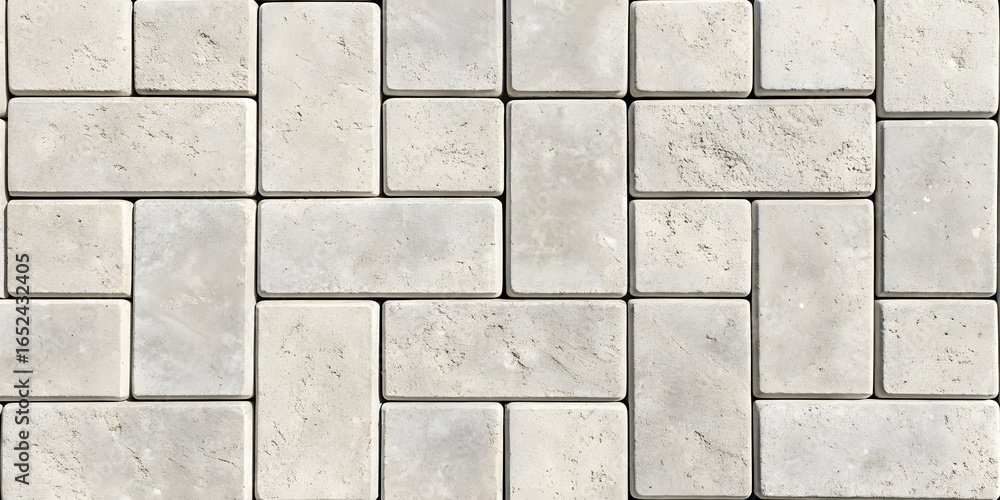 Obraz premium Light beige stone modular pattern, various rectangular sizes, natural texture variations, contemporary random layout, sophisticated neutral color palette.
