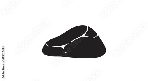 Black silhouette of meat cut with white lines resembling a steak