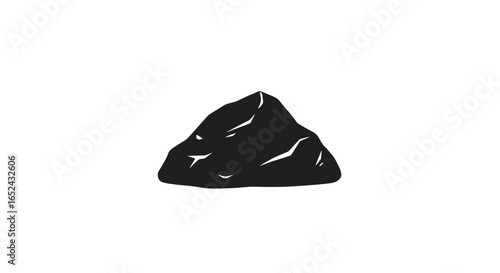 A black rock with highlights on a white background