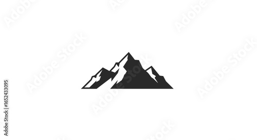 A stark grayscale depiction of jagged mountain peaks against a white background