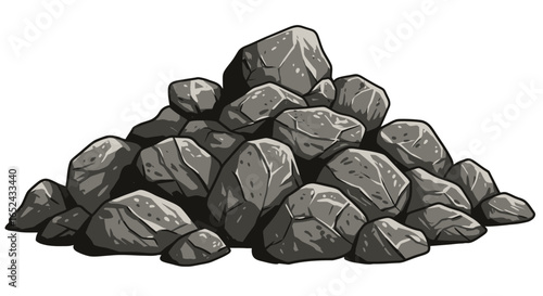 A pile of cartoon gray rocks with dark outlines and highlights