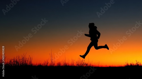 Wallpaper Mural Person Running Silhouette at Sunset Torontodigital.ca