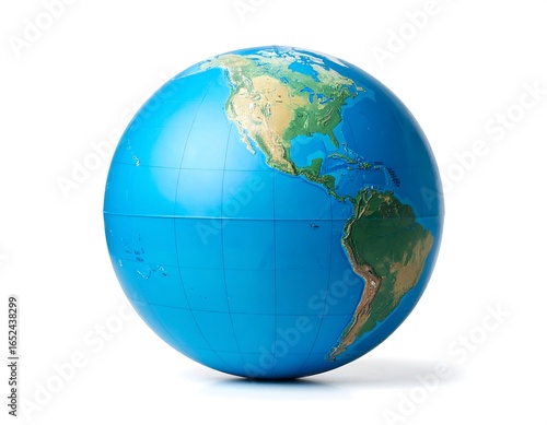 Illuminated globe featuring the western hemisphere against a white background