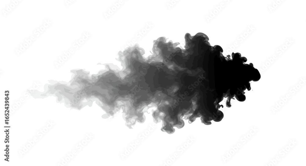 Gray scale plume with varying shades transitioning from light to dark