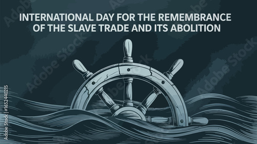 International Day for the Remembrance of the Slave Trade with Ship Wheel Illustration