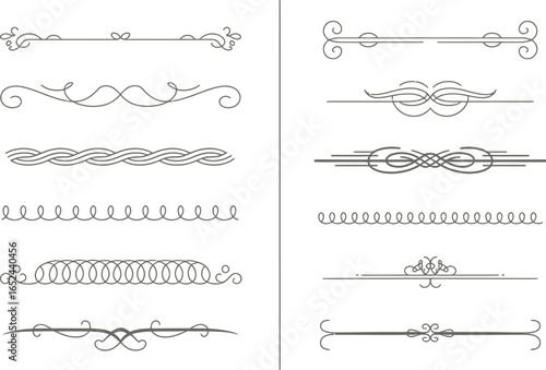 Decorative Divider Set Collection, Line Art Calligraphic Border, Elegant Frames Design