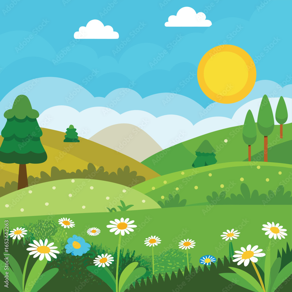 Obraz premium summer landscape with meadow