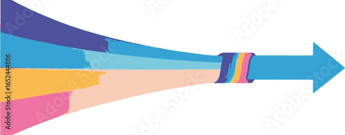 Multicolored Streamlined Shapes Forming Arrow on White Background, Conceptual Abstract