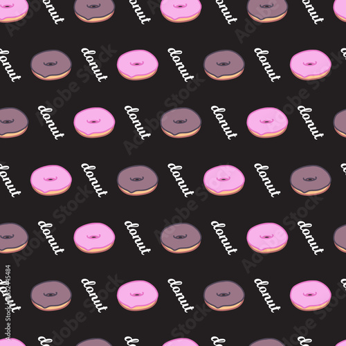 Strawberry and Chocolate Glazed Doughnuts Pattern. Perfect for food-themed, packaging, cafe menus, kid prints, etc. A sweet and appetizing pattern ideal for bakery lovers and dessert designs.