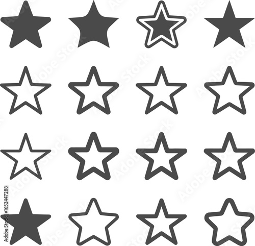 Star Icons Set, Various Styles, Award, Symbol, Shape, Sign, Five Pointed Design