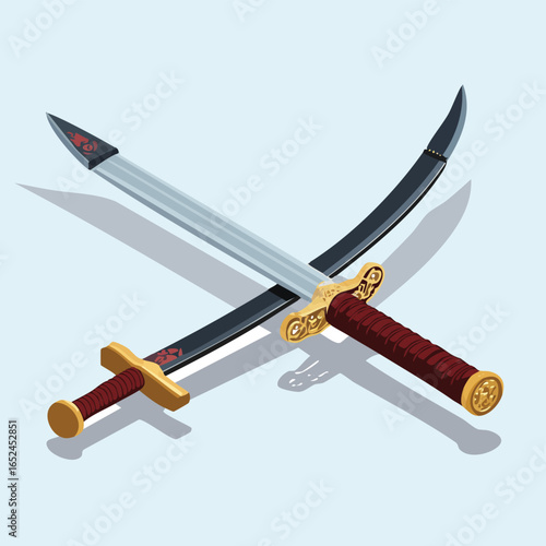 Scimitar Isometric vector illustration with clean 3D perspective.