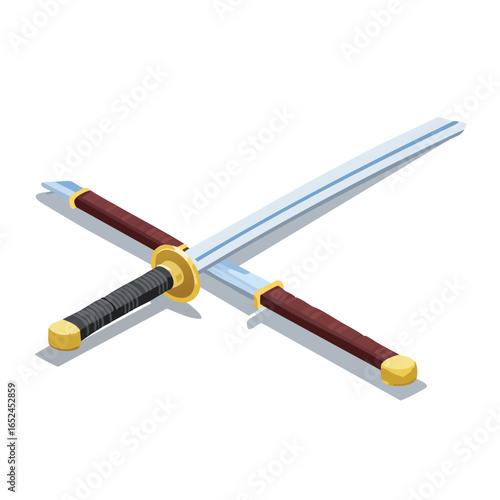 Katana Isometric vector illustration with clean 3D perspective.