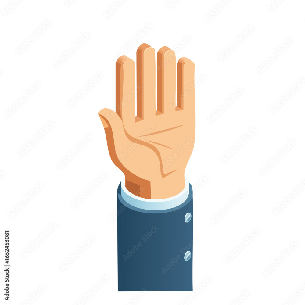 Obraz premium Waving hand Isometric vector illustration with clean 3D perspective.
