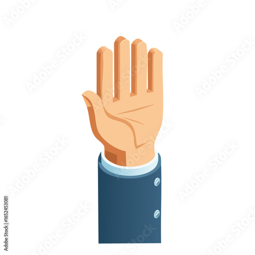 Waving hand Isometric vector illustration with clean 3D perspective.