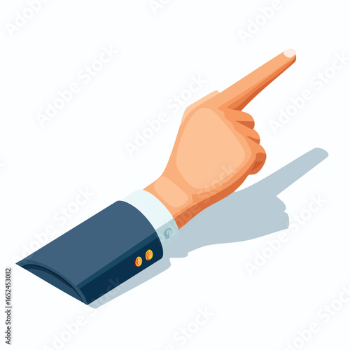 Pointing finger Isometric vector illustration with clean 3D perspective.