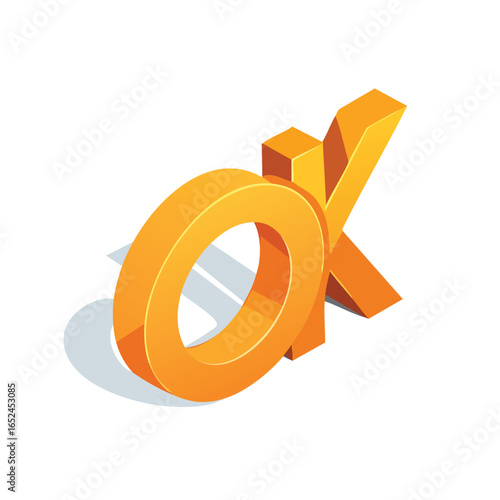 OK sign Isometric vector illustration with clean 3D perspective.