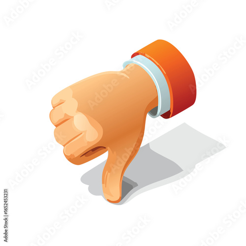 Thumbs down Isometric vector illustration with clean 3D perspective.